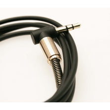 3.5mm Aux Audio kabelis, silikoninis, vienu lenktu galu, juodas