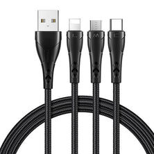3in1 USB į USB-C / Lightning / Micro USB kabelis, Mcdodo CA-6960, 1,2 m (juodas)