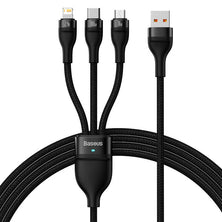 3in1 USB laidas Baseus Flash Series, USB-C + micro USB + Lightning, 100W, 1,2m (juodas)