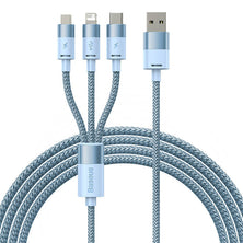 3in1 USB laidas Baseus StarSpeed Series, USB-C + Micro + Lightning 3,5A, 1,2m (mėlyna)