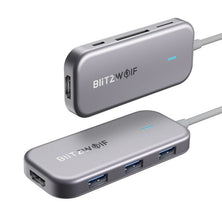 7in1 Blitzwolf BW-TH5 Hub USB-C iki 3xUSB 3.0, HDMI, USB-C PD, SD, microSD