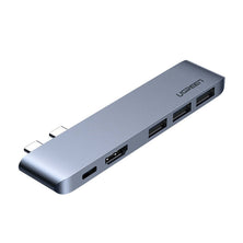 Adapterio šakotuvas UGREEN, 2XUSB_C iki 3x USB 3.0, HDMI